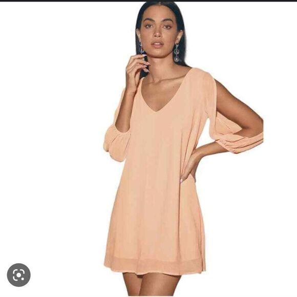 Lulu’s Shifting Dears Peach Long Sleeve Dress - Picture 3 of 12
